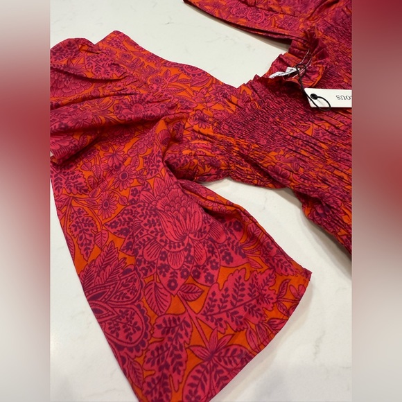 NWT Olivaceous Orange and Pink Smocked Dress - Picture 3 of 6